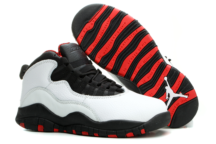 Women Air Jordan 10 White Black Red Shoes